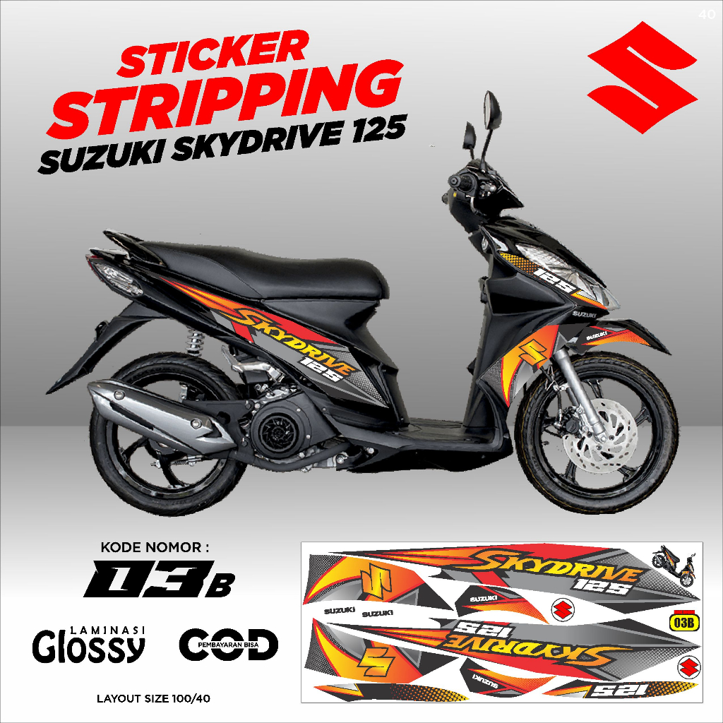 striping variasi Suzuki Skydrive 125 /stiker decal motor Skydrive 125 /stiker lis polet Suzuki Skydr