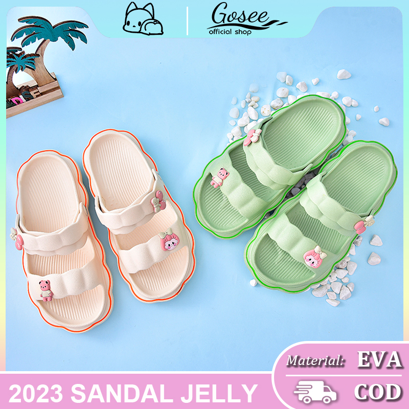 Sendal wanita tali kekinian import korea Sandal wanita cantik promo terbaru Sandal jelly perempuan murah Selop anti selip rumah EVA