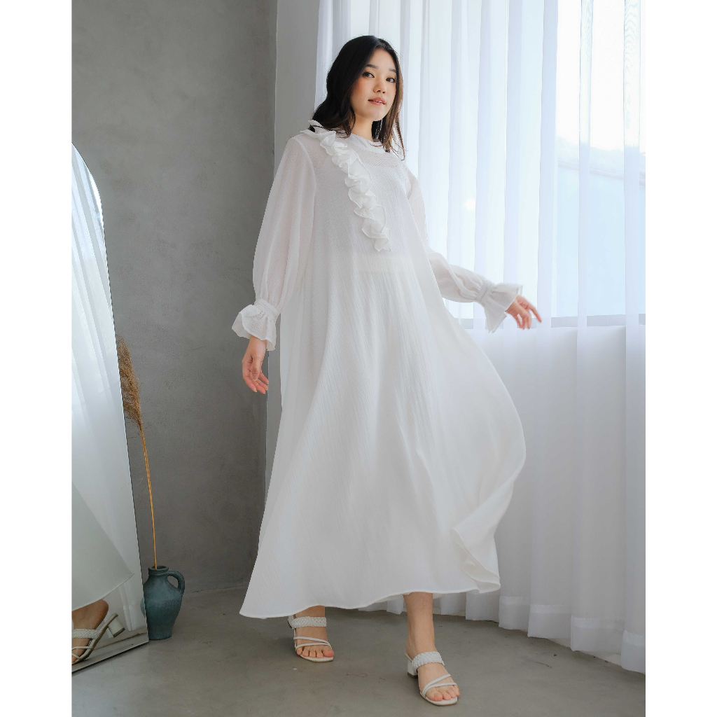 Mayoutfit Vezy Mididress | Dress Gamis Flowy Frill Kerut-7