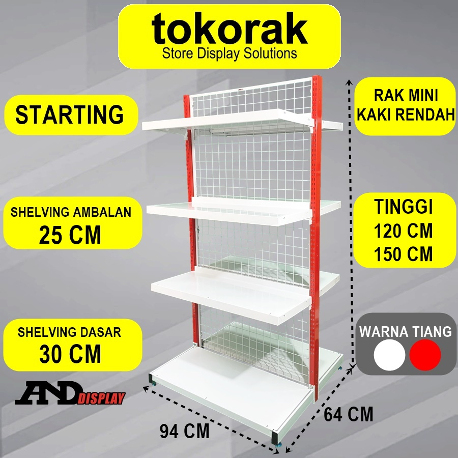 RAK MINIMARKET SUPERMARKET DOUBLE STARTING MINI 25 CM RAK GONDOLA ISLAND ANDDISPLAY