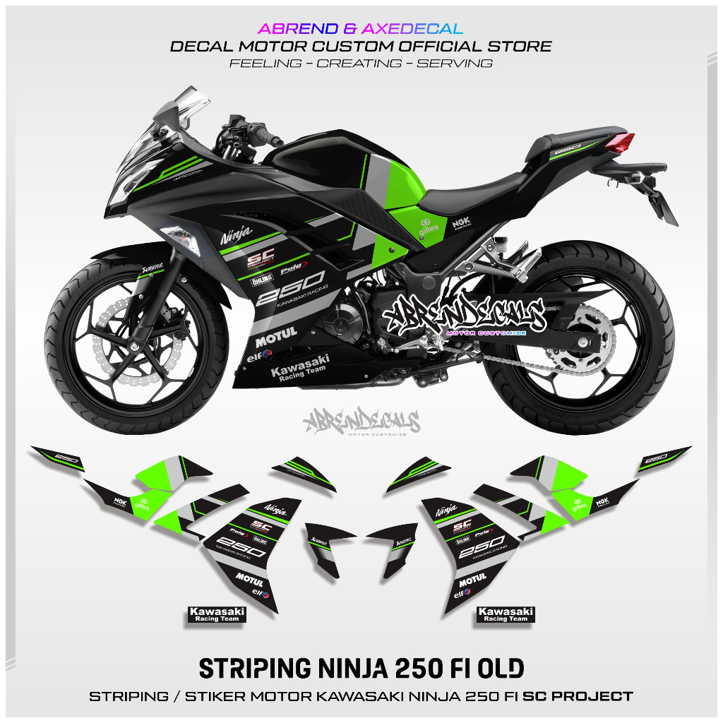 DECAL STRIPING NINJA 250 FI SC PROJECT GRAFIS / STIKER MOTOR KAWASAKI NINJA FI OLD DESIGN CSTOM /STO
