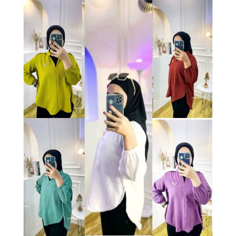 Livia Blouse Atasan Wanita Polos Outher Premium Original Bahan Lady crush Tebal Adem