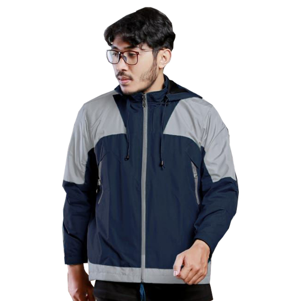 Justrue Jaket Gunung Pria Waterproof Jacket Adventure Navy