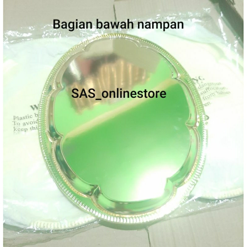 Nampan Arab stainless warna emas/Baki oval motif bunga emas/Ceper emas