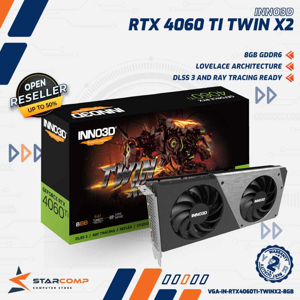 INNO3D GeForce RTX 4060 Ti TWIN X2 OC 8GB GDDR6 128-bit VGA RTX4060TI