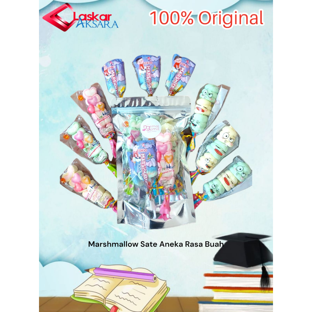 

Marshmallow Sate Aneka Rasa Buah Mix Marshmallow Lolipop / Premium