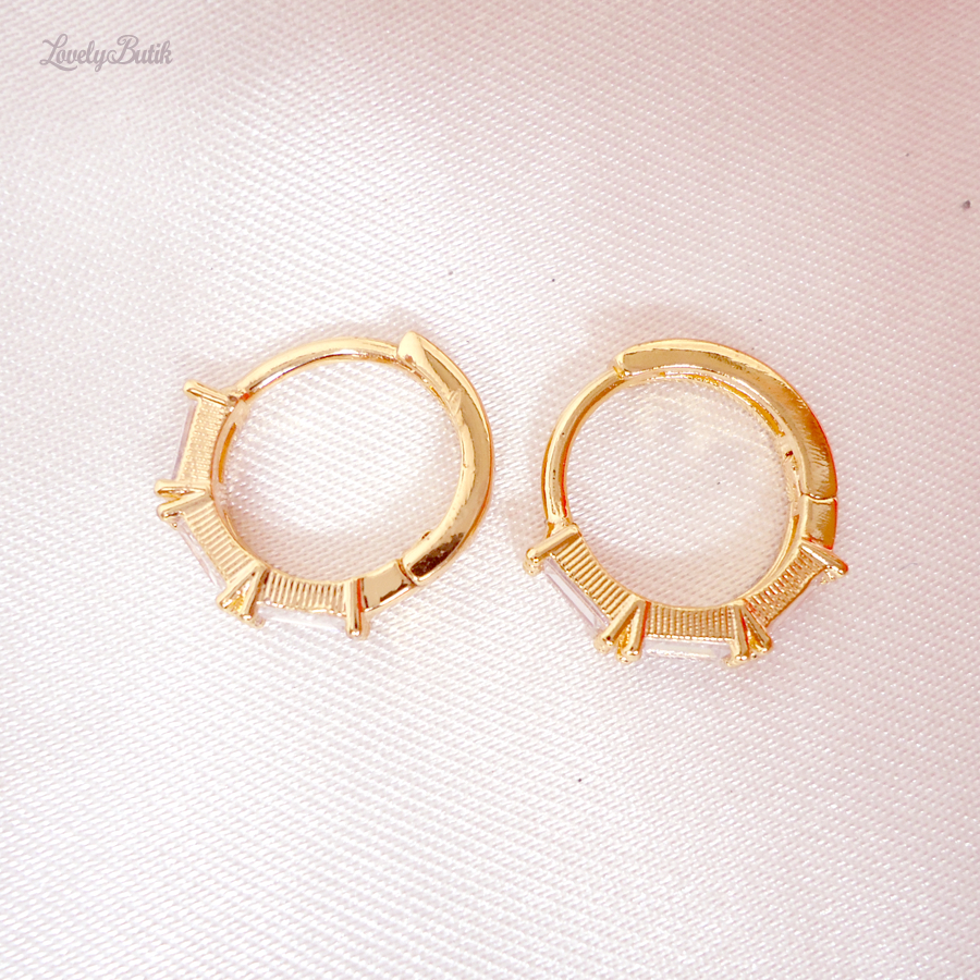 Lovelybutik - Anting Clip Xuping Gold Wanita 3Lisa Anting Jepit Permata Kristal Cantik Model Korea Terbaru