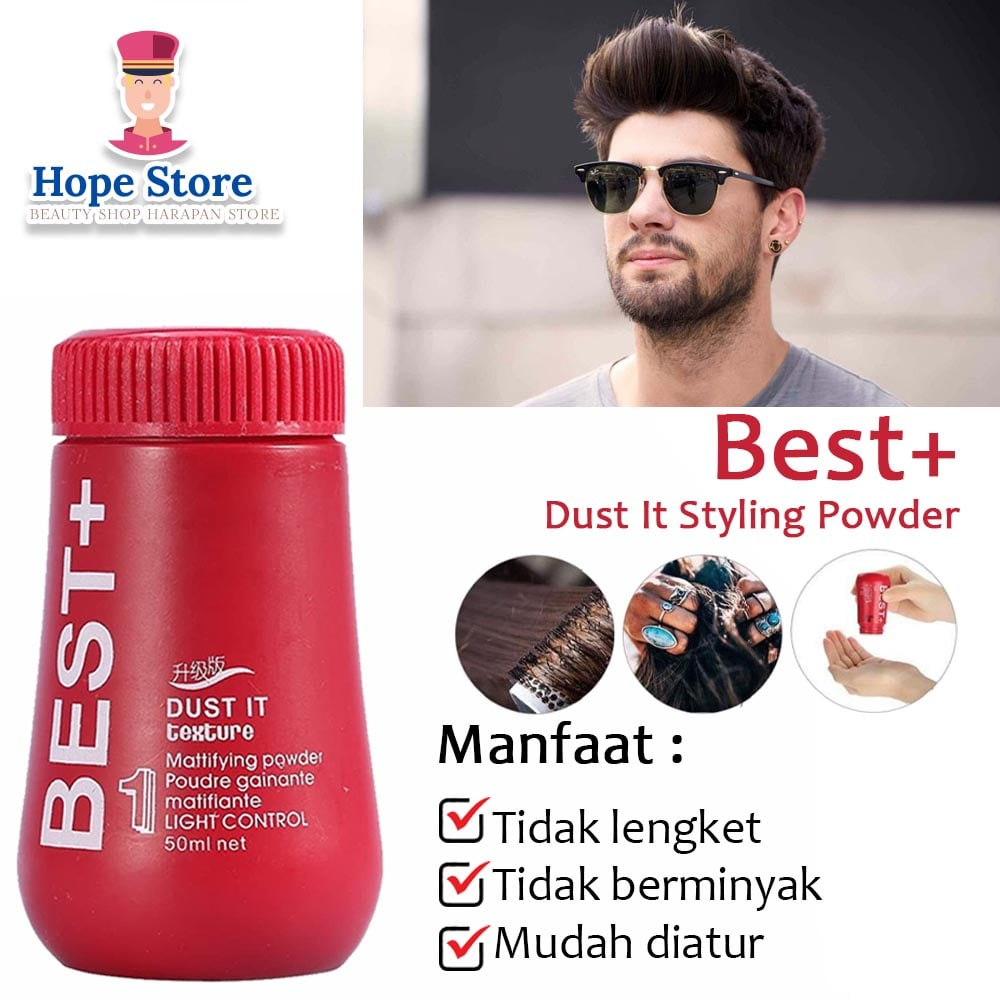 HOPE STORE - Best+ Hair Powder Pria Upgrade Edition - Bedak Rambut Dust It Hairstyling Texture Mattifying 10g