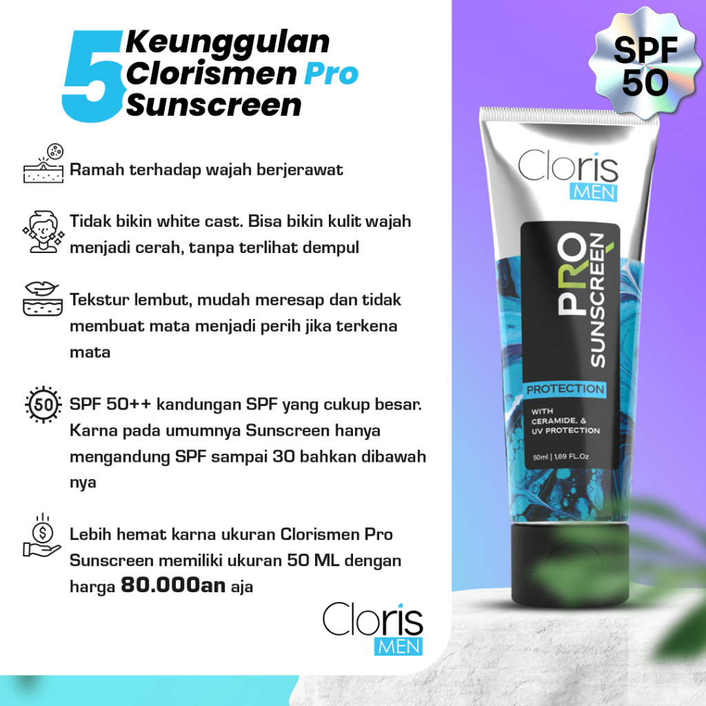 Clorismen PRO SUNSCREEN PROTECTION Menjaga Kulit Dari Paparan Sinar UV Sinar Matahari – Sunscreen Khusus Pria