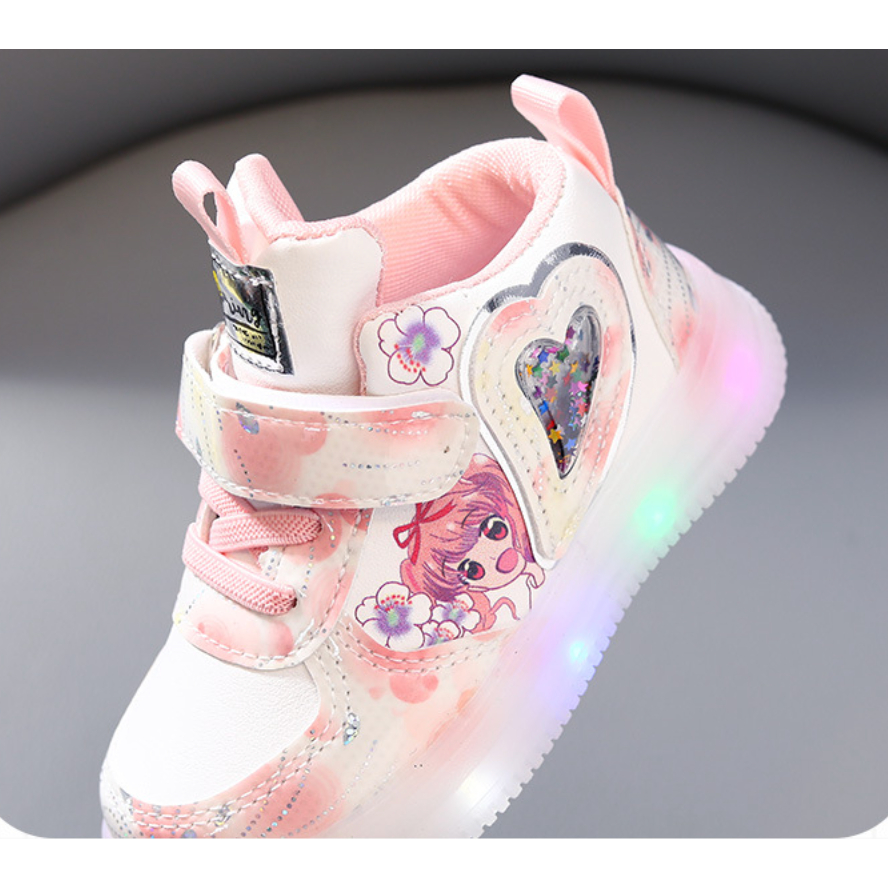 babyfit SAKURA STAR sepatu glitter sneakers lampu led anak perempuan import gs-0529