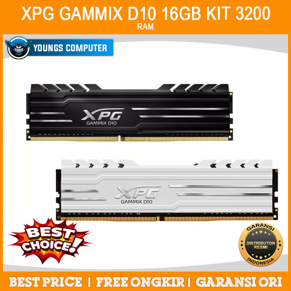 RAM XPG GAMMIX D10 16GB KIT 3200 (2x8GB) BLACK - ddr4 pc 3200mhz adata spectrix