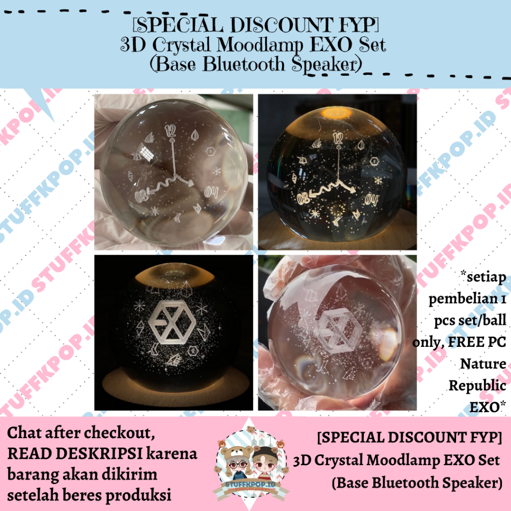 [erisproject.id] Custom3D Crystal Moodlamp Set  (Base Bluetooth Speaker) [custom exo md, exo custom,