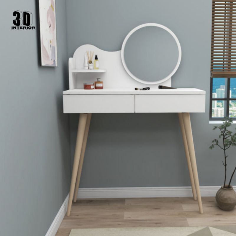 Meja rias cermin dengan 3 laci minimalis | Meja rias gantung