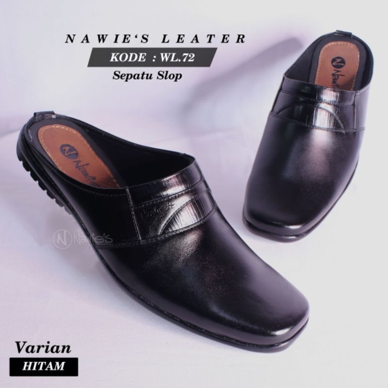 Sl72 - Slop Bostong Pria Bahan Kulit Sapi Asli  100% ( Sepatu Slop Pria)