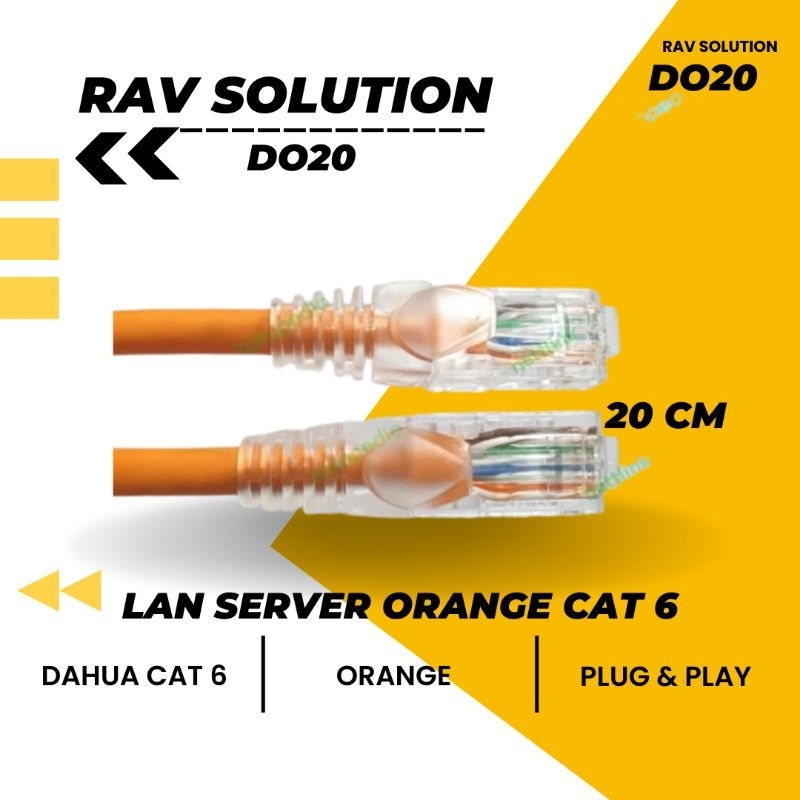 KABEL LAN SERVER GIGABYTE DAHUA ORANGE CAT 6 20 CM CUSTOM BY RAV SOLUTION