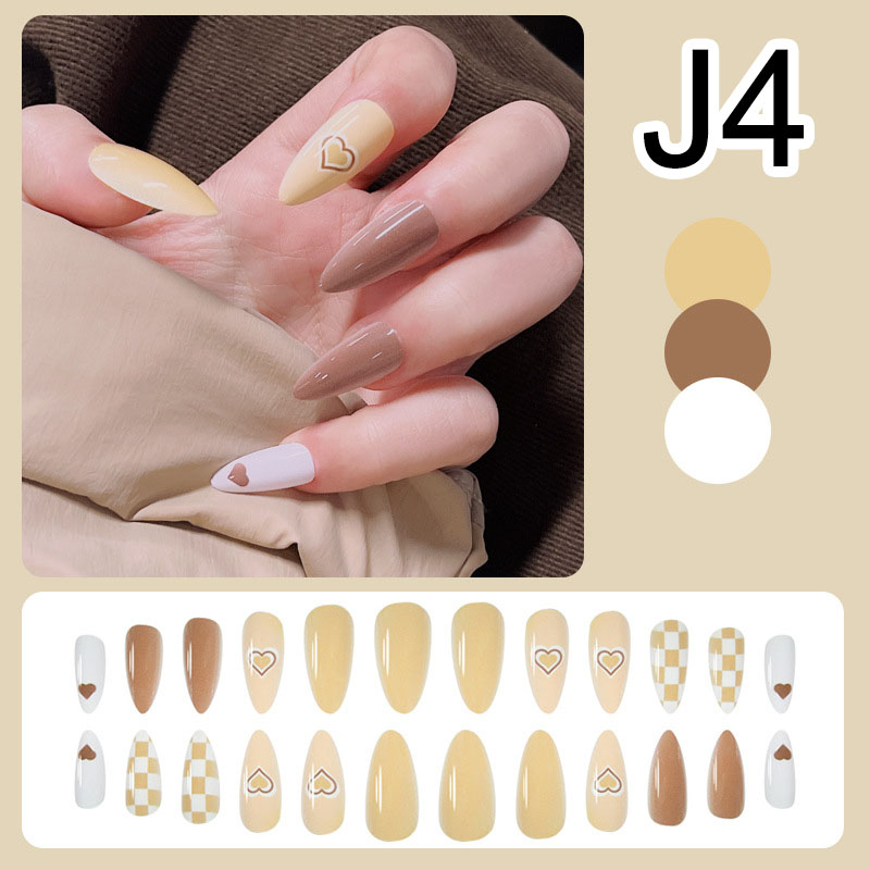 J24 Kuku Palsu Polos Bening Pendek dan Panjang Fake Nails Aesthetic + Lem