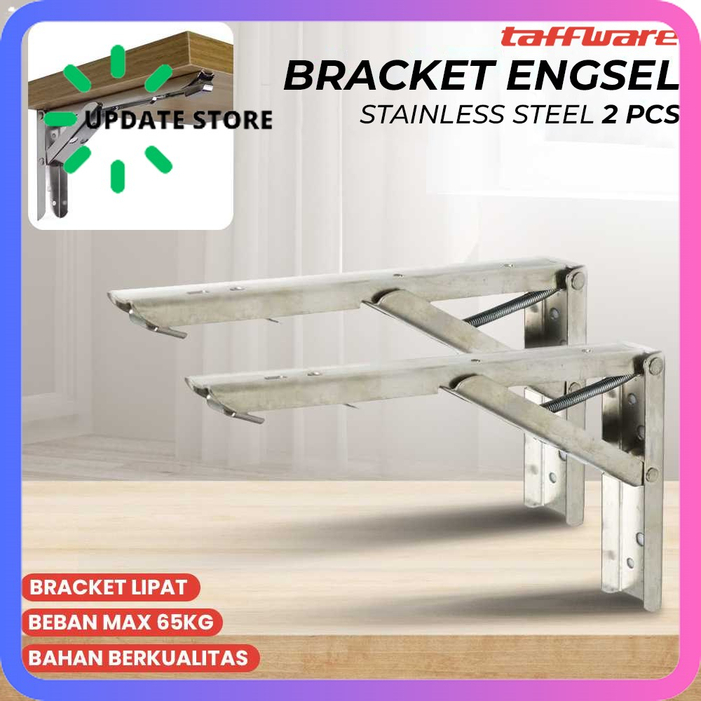 Siku Meja Lipat Rak 2PCS - Fold Bracket Dinding Stainless steel Kuat