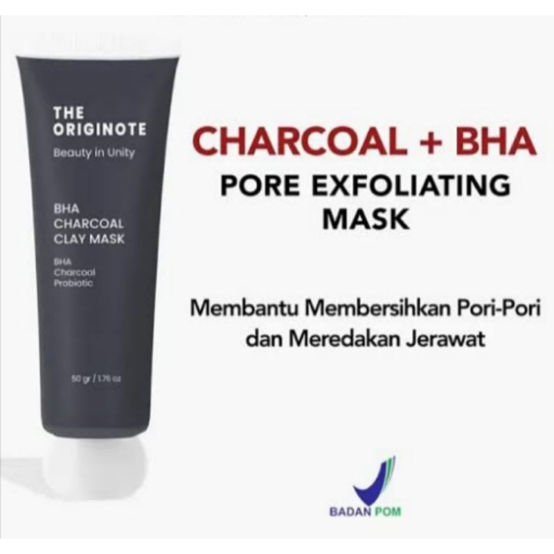 [SIAP KIRIM] The Originote BHA Charcoal Clay Mask - Masker Wajah Mud Mask Eksfoliasi Mengangkat Sel Kulit Mati Menghilangkan Minyak Berlebih with Charcoal BHA