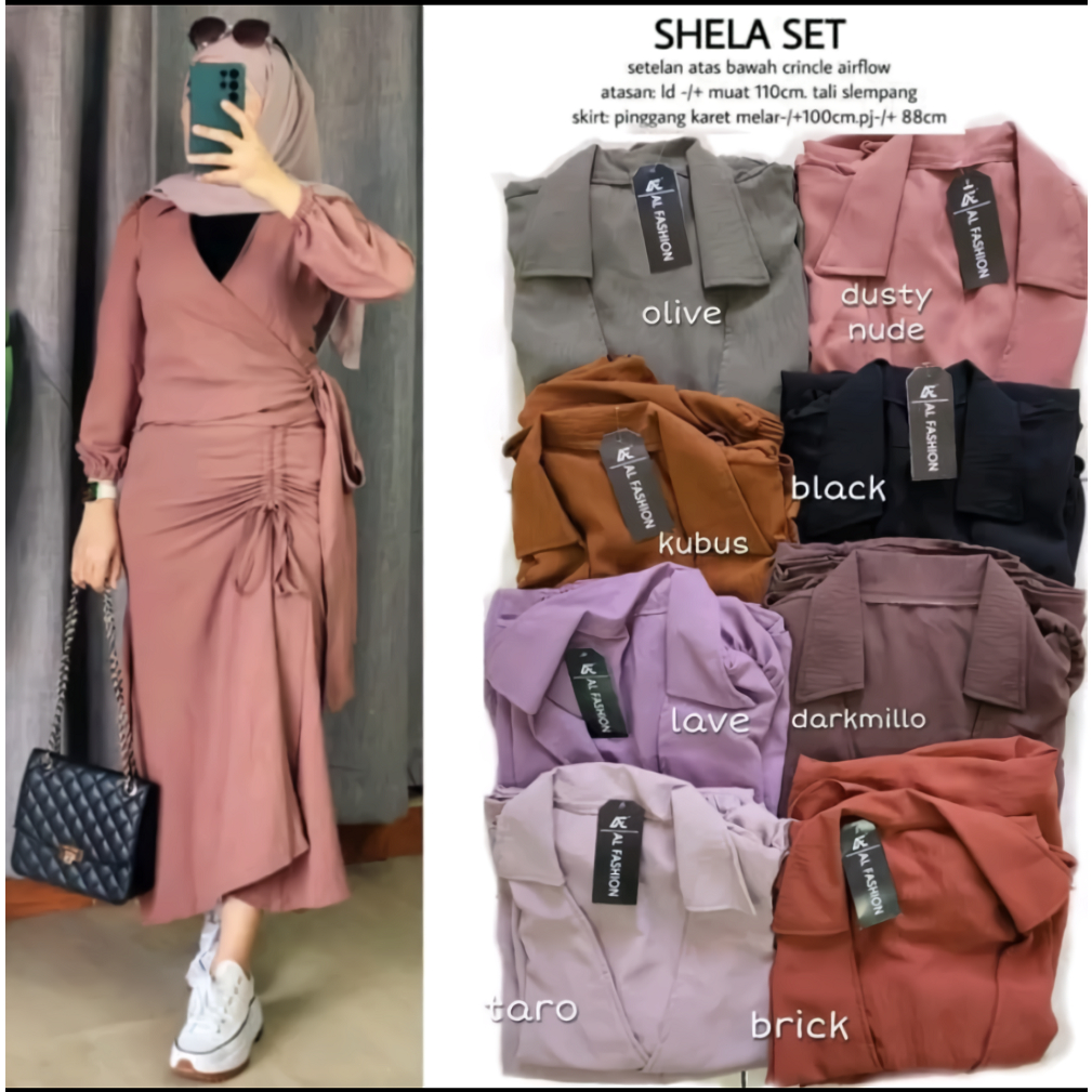 SETELAN SHELA BAHAN CRINCLE AIRFLOW PREMIUM / FASHION WANITA MURAH TERBARU