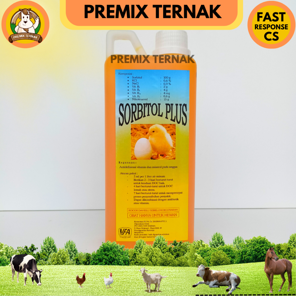 SORBITOL PLUS 1 L - Multivitamin Anak Ayam DOC Meningkatkan Kesehatan &amp; Pertumbuhan, Menghilangkan Stress, Mengurangi Angka kematian doc ayam