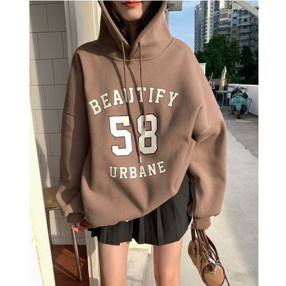 Hoodie Sweater Beautify Oversize | Korean Style Jumper | Atasan Wanita dan Pria | Bahan Fleece | XXL