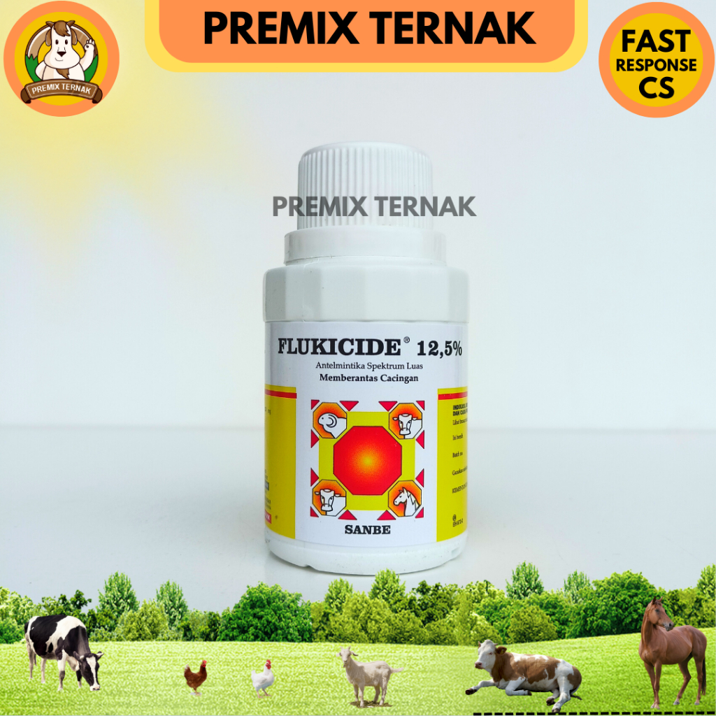 FLUKICIDE ORAL 100 ml - Flukicid Obat Cacing Minum Hewan Sapi Kerbau Kuda Domba - like Ceta Bendazol