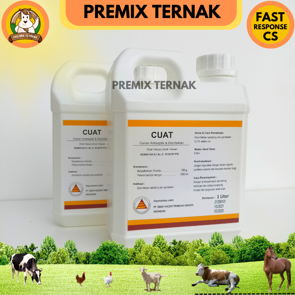 CUAT 1 LITER - Desinfektan dan antiseptik kandang dan peralatan kandang - Konsentrasi 2x destan