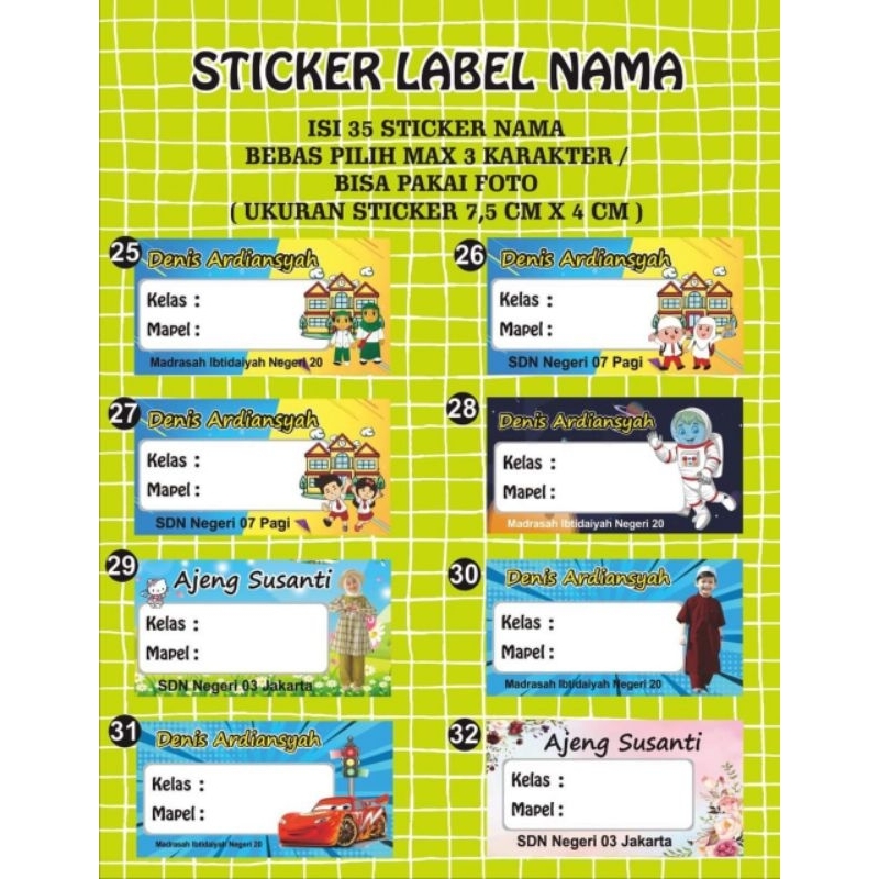

sticker label buku tulis anak TK anak SD
