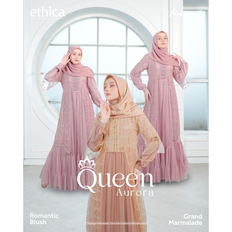 Gamis Premium Queen Almond Aurora Romantic Blush by Ethica|Dress Terbaru 2023|Dress Muslimah|Dress P