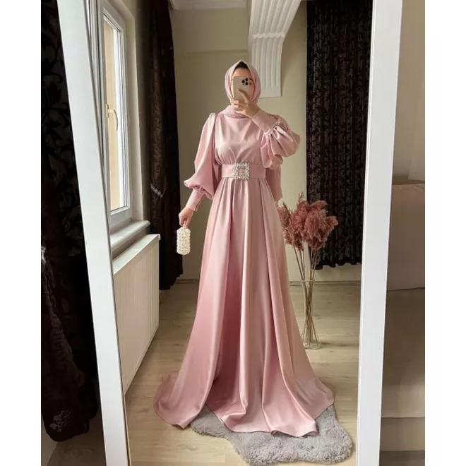 NAVIYA DRESS baju lebaran lengan balon bishop / pesta / prewedding / wisuda / kondangan / couple / gamis remaja tersedia ukuran kecil hingga jumbo