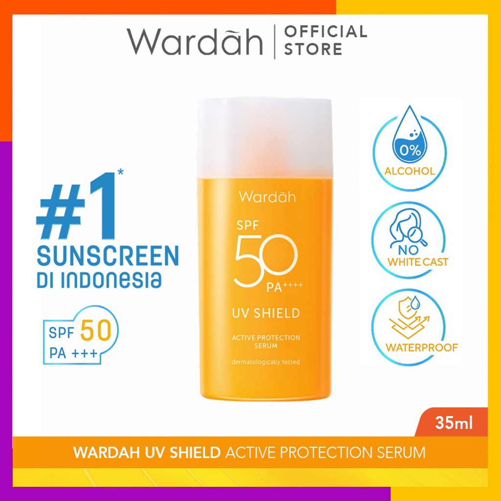 WARDAH UV Shield Sunscreen SPF 50 PA++++ Active Protection Serum 35ml