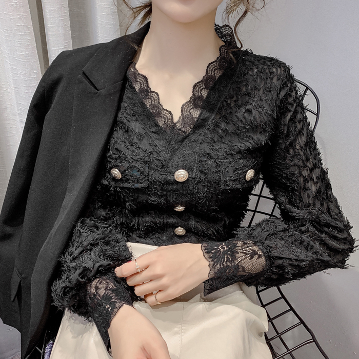 yikoo-Blouse korea lengan panjang tipis atasan wanita