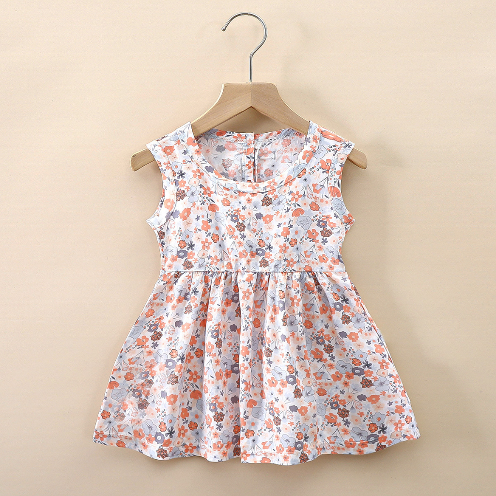 (0-4 Tahun ) Dress Anak perempuan Kecil korean style Gaun terusan santai A line dress bayi bunga cewek