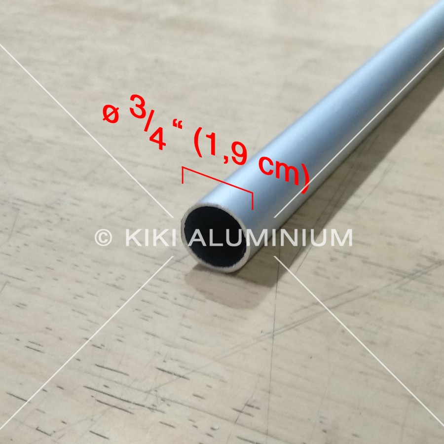 Pipa Aluminium - Diameter Luar 1,9 cm (3/4 Inch) - Tebal 1 mm - Diameter dalam sekitar 1,7 cm - Panj