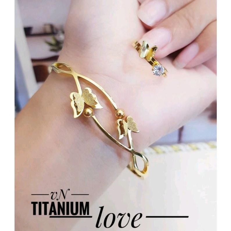 Set Gelang Cincin Gold Titanium Bengle 728