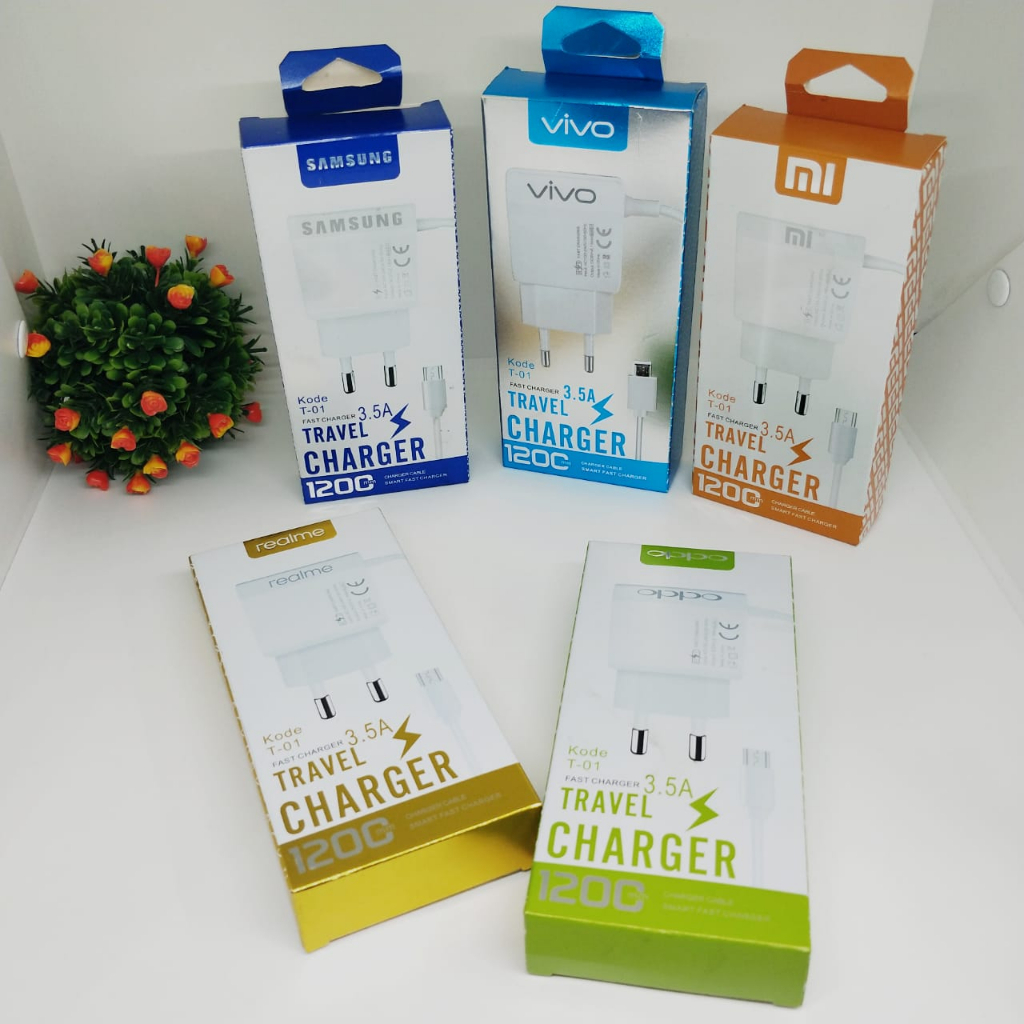 TRAVEL CHARGER T01 T/C Branded 3.5A + KABEL CASAN MICRO BY SMOLL