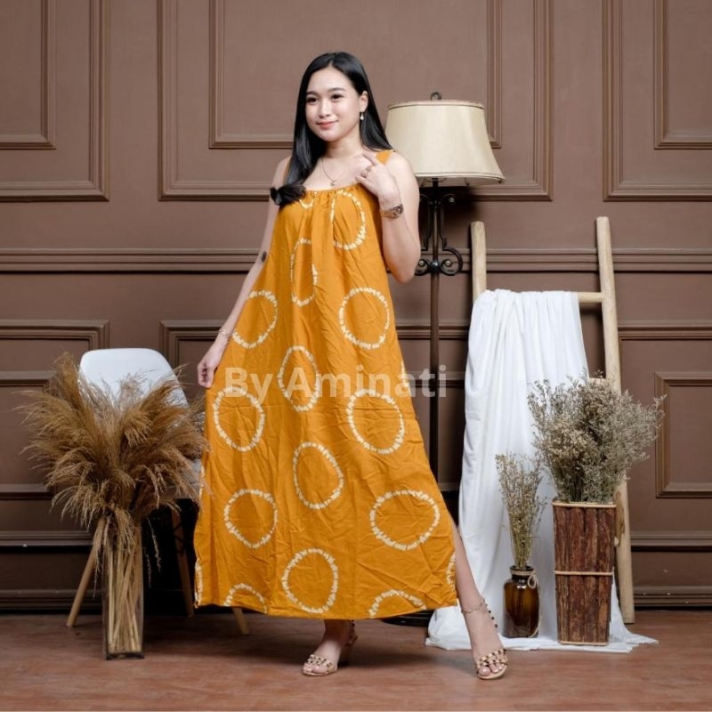 Daster Longdres  Kekinian Busui Jumbo Daster Ibu Muda Big Size Yukensi Tanpa Lengan Tali Satu Ld 135