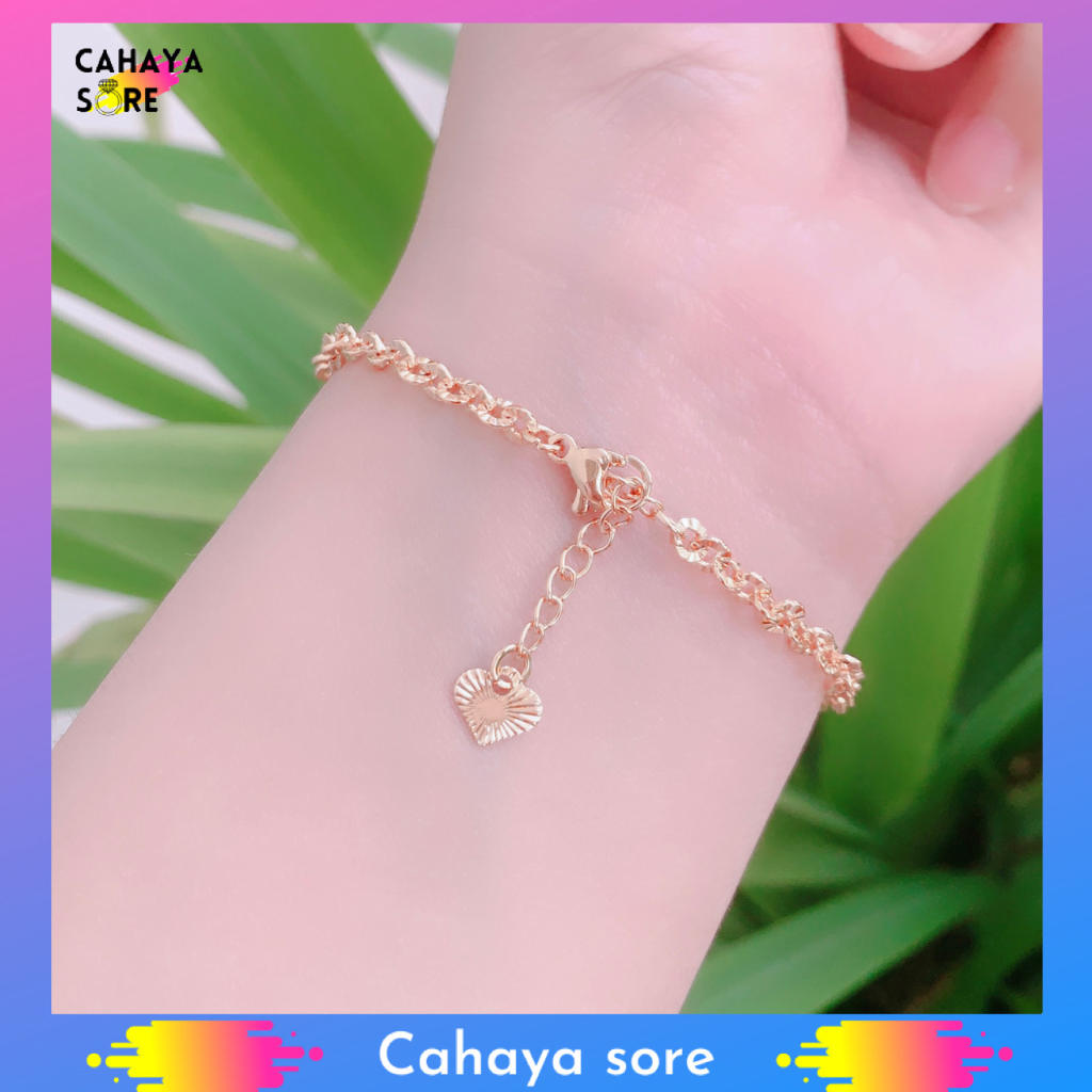 Gelang Xuping Gold Gelang Tangan Dewasa Model Serut Permata Three Love G39