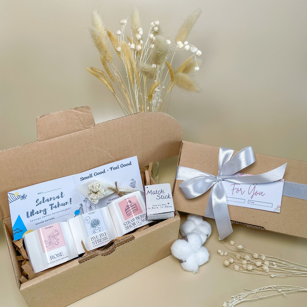 Hampers Concrete Scented Candle Isi 3 | Kado Souvenir Gift Box Minimalis Aesthetic