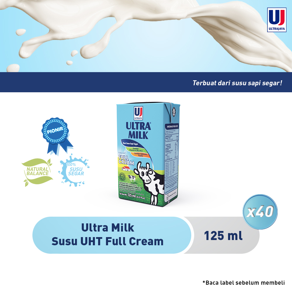 Ultra Milk Susu UHT Full Cream 125ml - 1 Dus isi 40pcs
