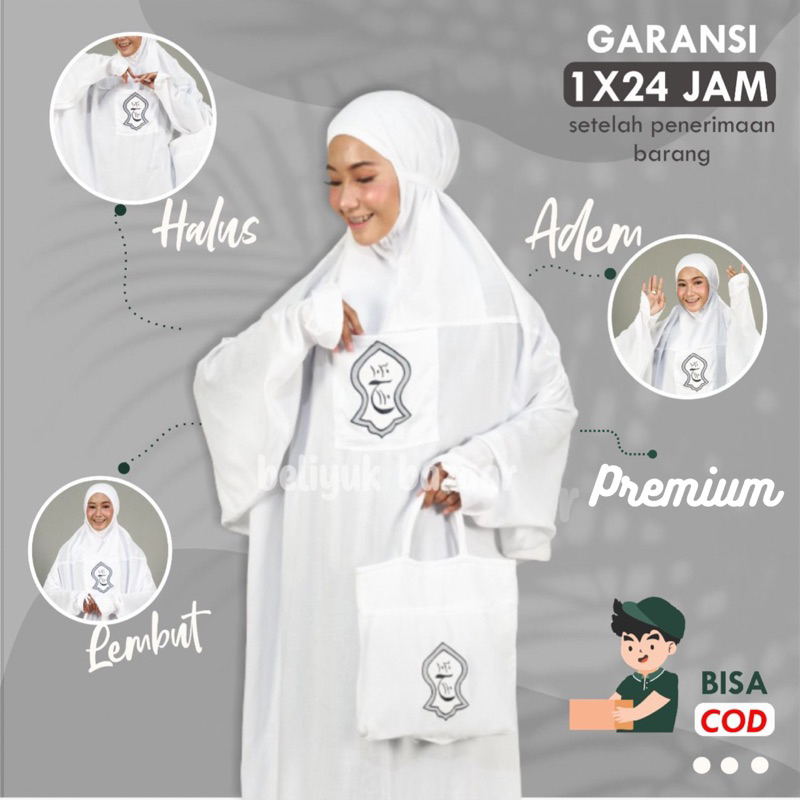 Mukena Mukenah Terompah Premium Putih Mukena Terusan Bali Terompah Polosan Putih Mukenah Dewasa Jumbo Rayon PREMIUM