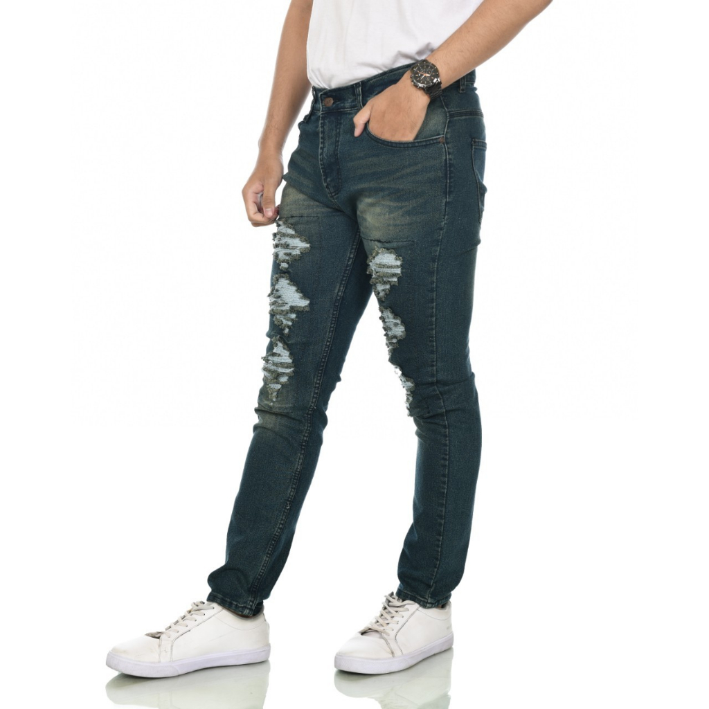 FEROCIOUS.CO Celana Jeans Ripped Ringkle Retro Sobek Premium