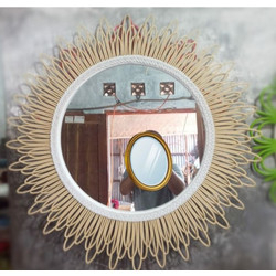 Cermin Cantik Natural | Cermin Rotan | Aesthetic Mirror | Cermin Hias Berwarna | Hiasan Dinding | Ho