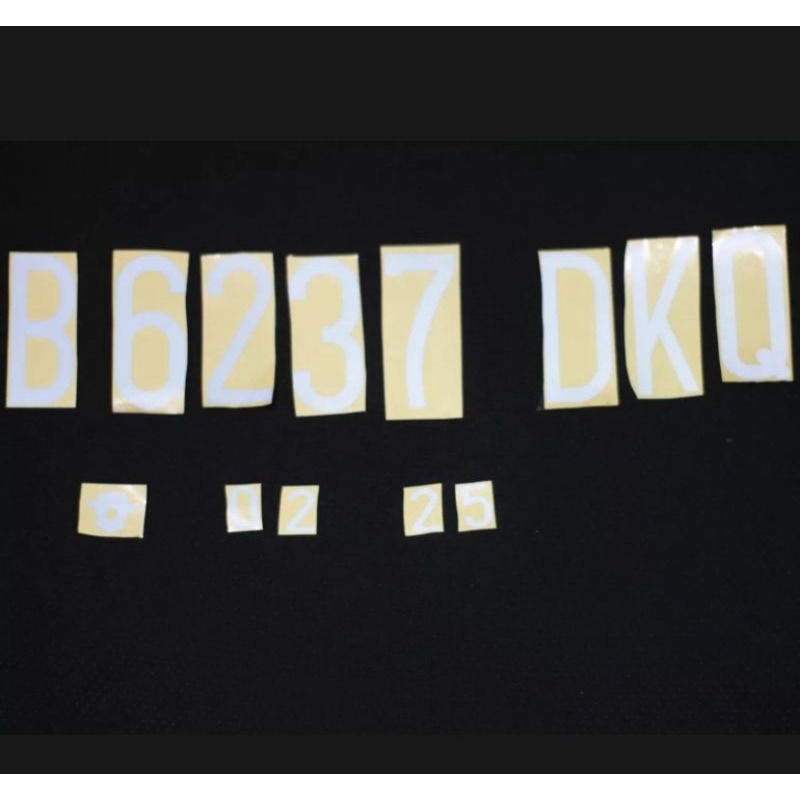 stiker nomor plat angka putih,stiker plat reflektif
