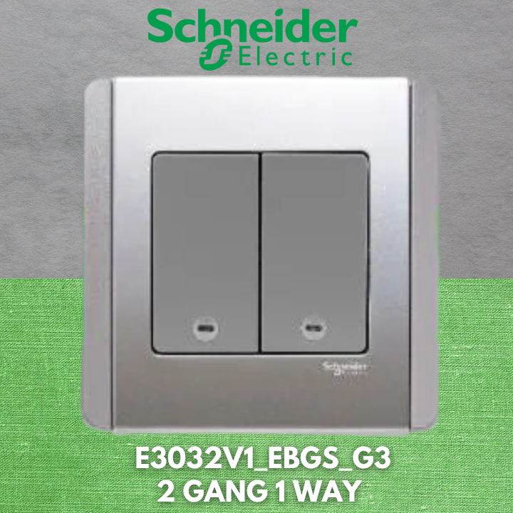 Schneider E3032V1_EBGS_G3 NEO GREY Saklar Seri 2 Gang 1 Way Vertikal