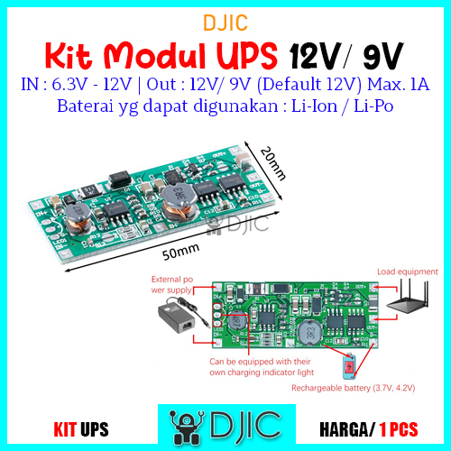Modul Smart UPS Mini 12V/ 9V Backup Power Module DIY