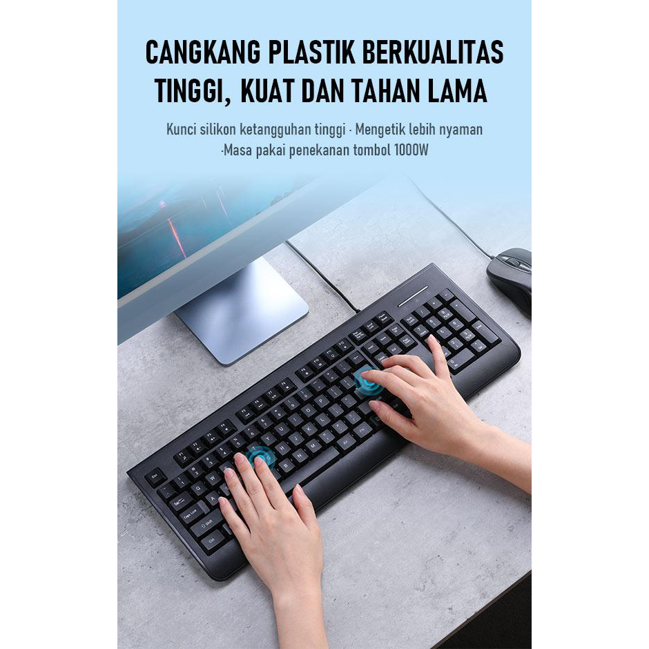 ROBOT Keyboard Berkabel / Portable Mini Office Wired Keyboard RK20 Ultra-Thin Original - Garansi Resmi 1 Tahun
