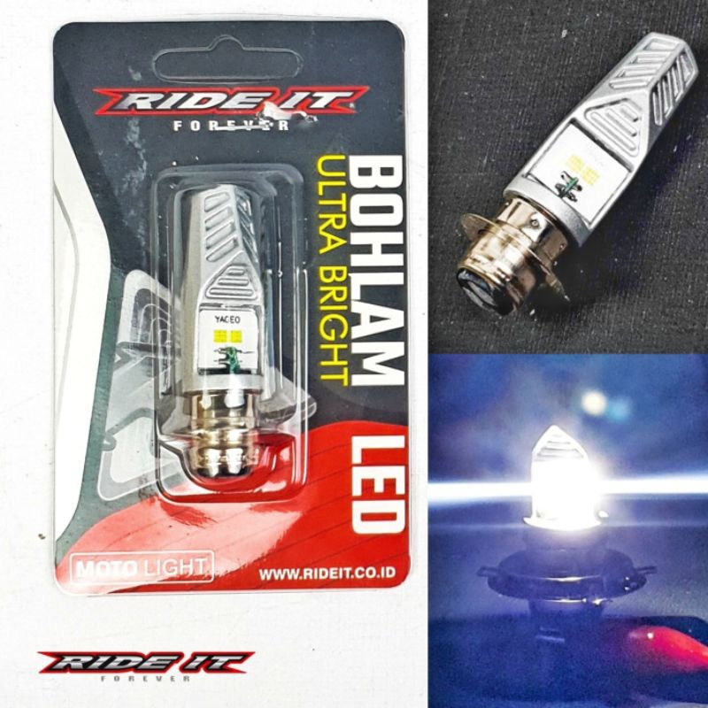 Bohlam Led Lampu H4 H6 Ultra Bright 2 Sisi 18 Watt RIDE IT Matic Bebek