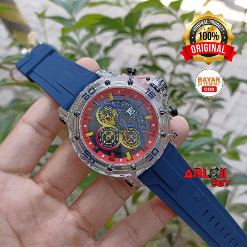 JAM TANGAN PRIA T5 H 4004 ORIGINAL CHRONO TANGGAL AKTIF FREE BOX PAPPER BAG