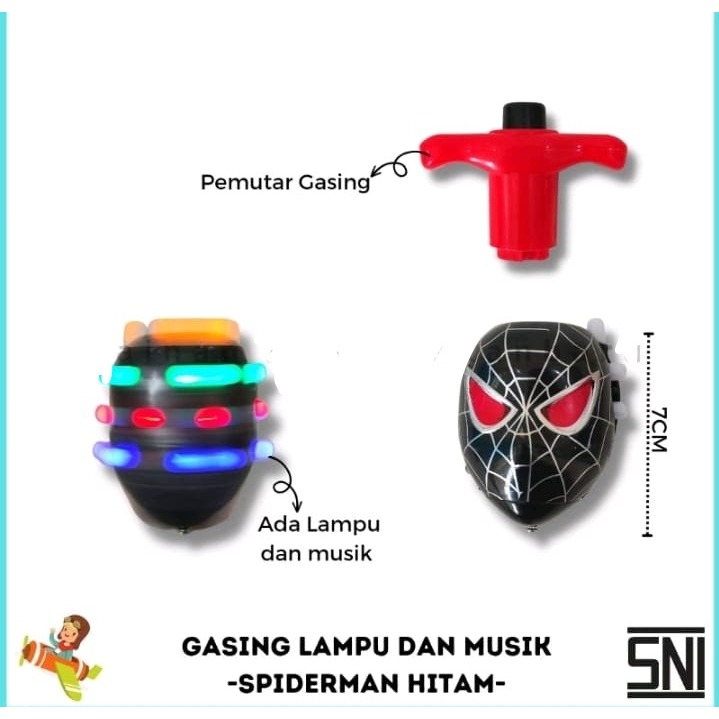 Promo Mainan Anak Gangsing LED Karakter Spiderman Bisa Nyala
